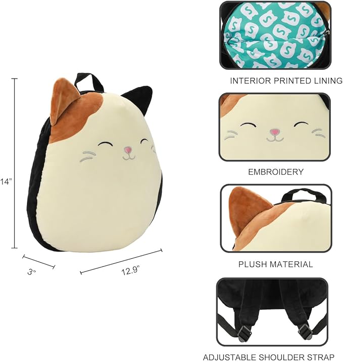 Squishmallows 3D Cam The Cat 14 inch Plush Mini Backpack