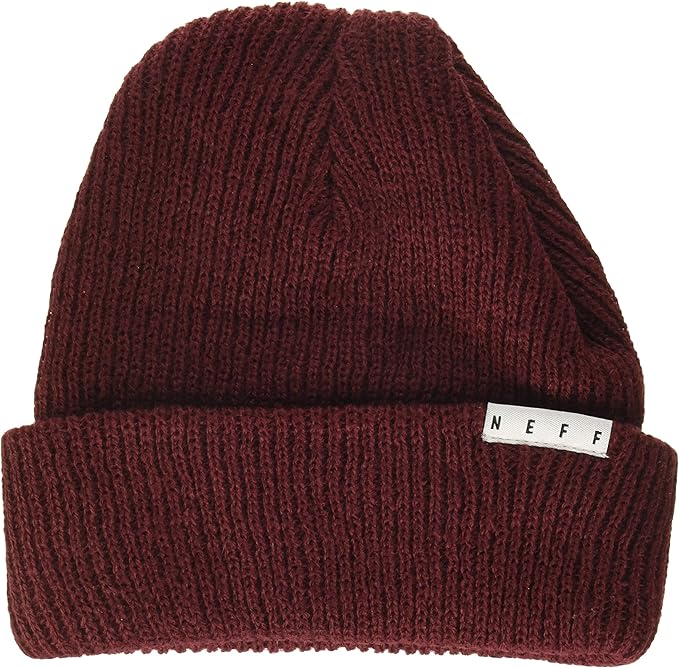 NEFF Men's fold Beanie, Maroon, One Size