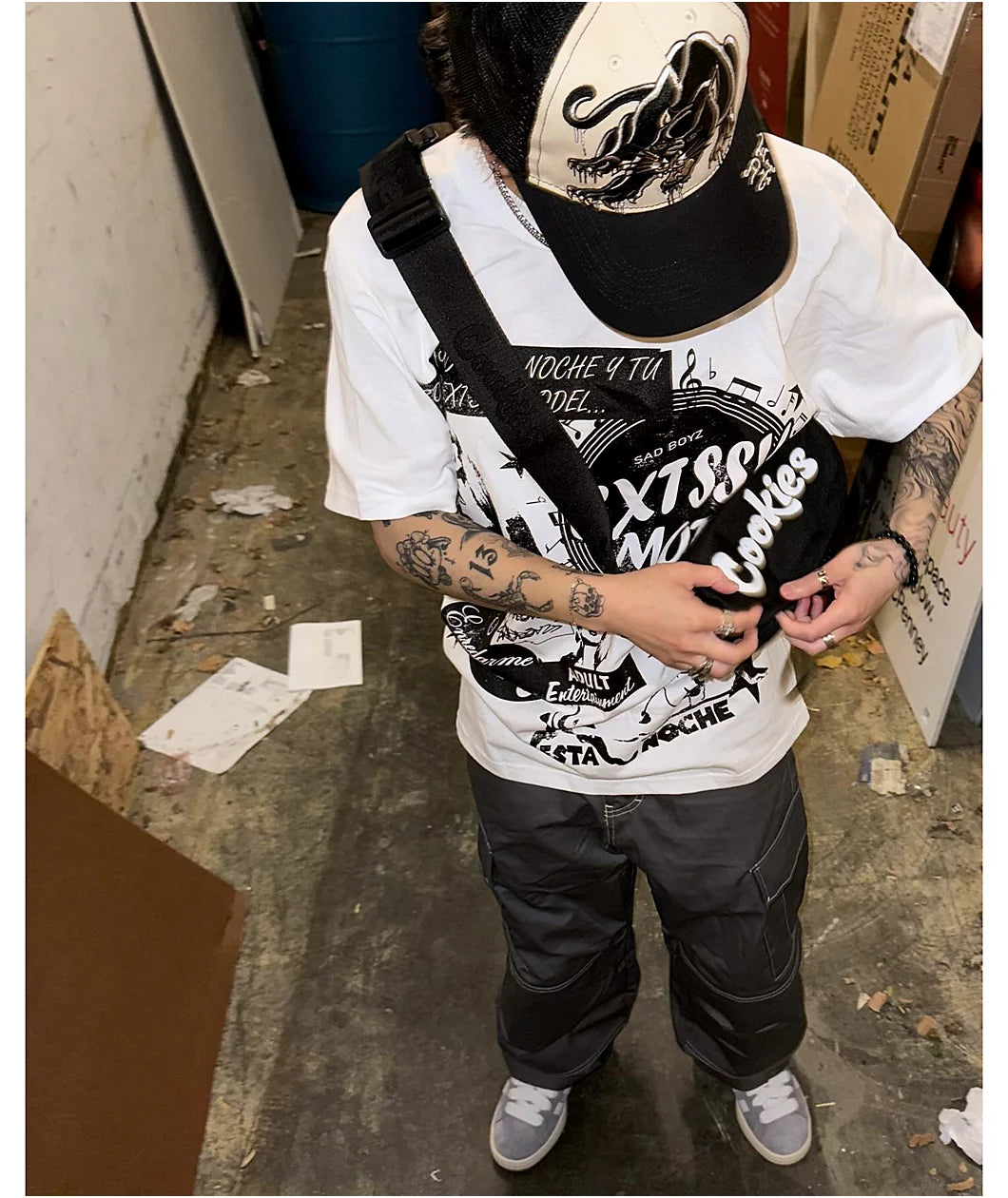 $AD BOYZ by Junior H EXTSSY Model White T-Shirt