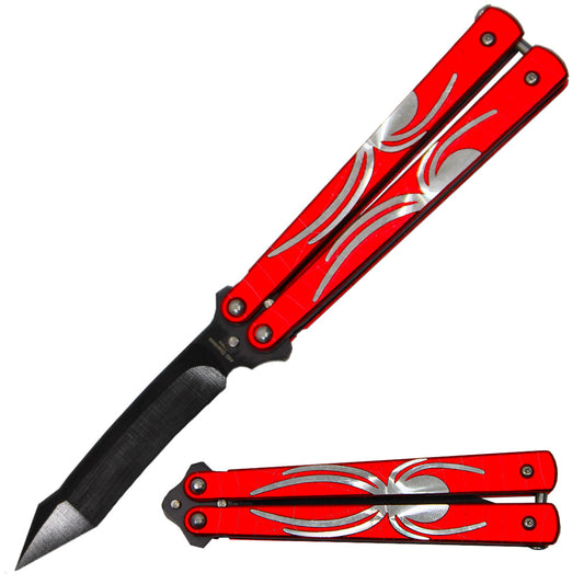 5" Red Spider Metal Handle Dull Blade Butterfly Trainer