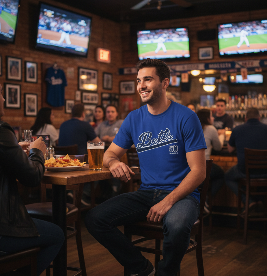 Bioworld Mookie Betts Betts 50 Players Number Men's Crew Neck Short Sleeve T-Shirt