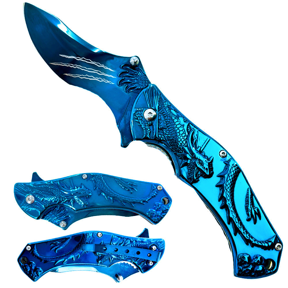 4.75" Assist-Open Warrior Dragon's Claw Folding Pocket Knife with Belt Clip