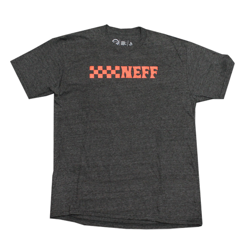 Men's Charcoal Heather NEFF Checkered Graphic Tee T-Shirt - Bladevip