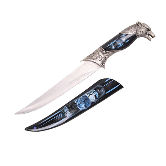 13 3/4" Wolf Dagger with Black/Blue Scabbard