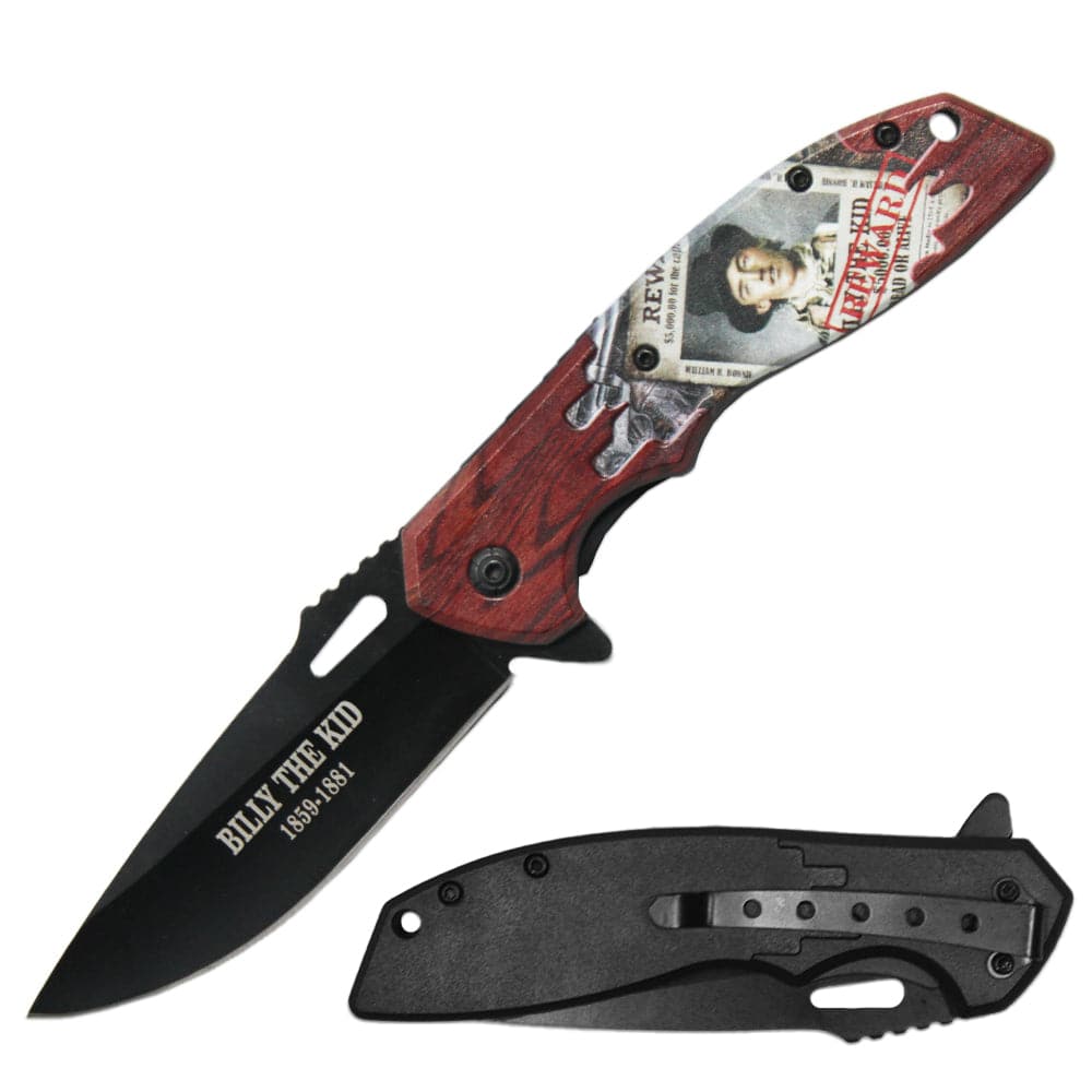 4.5" Assist-Open Billy the Kid Legends of the West Folding Knife with Belt Clip