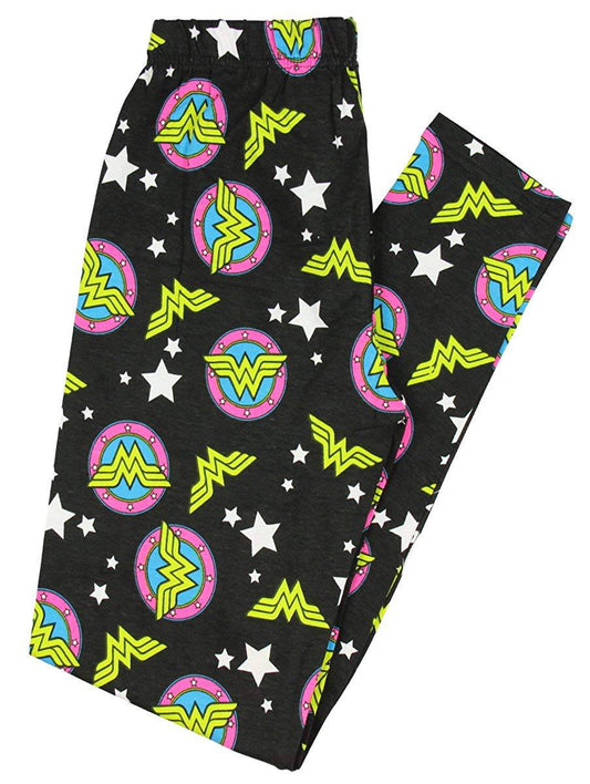 Mujer Juniors Negro Wonder Woman AOP Símbolos Leggings Bottoms