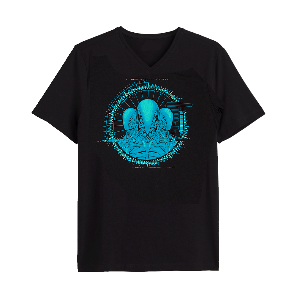 Camiseta negra con cuello en V para mujer Westworld Drone Graphic Loot Crate exclusiva