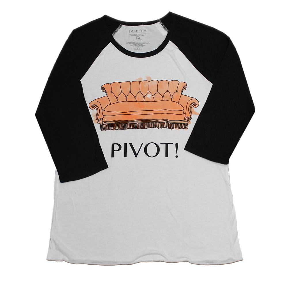 Women Junior's Raglan Friends Pivot! Watcolor Graphic Tee T-Shirt