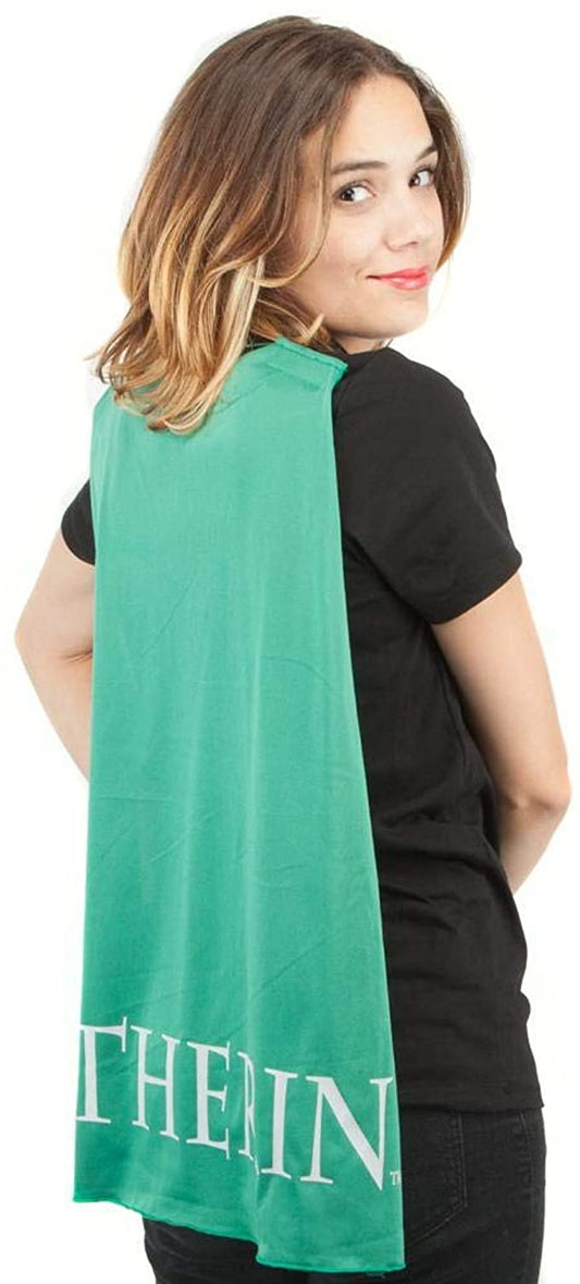 Women Juniors Grey Harry Potter Slytherin Caped Polo Shirt with Tie