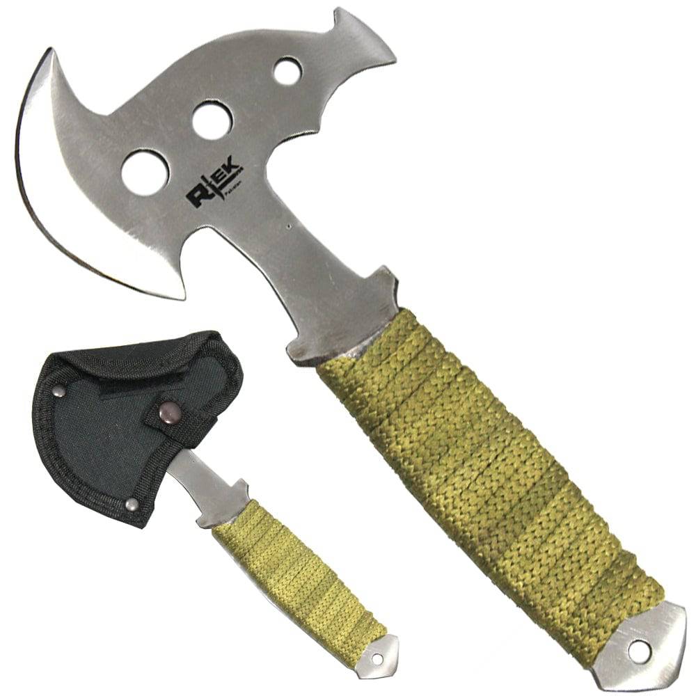 8" Silver Blade Cord Wrapped Ninja Hunting Axe with Sheath