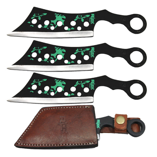 8" Cleaver Zombie Print Throwing Knife Set with Sheath