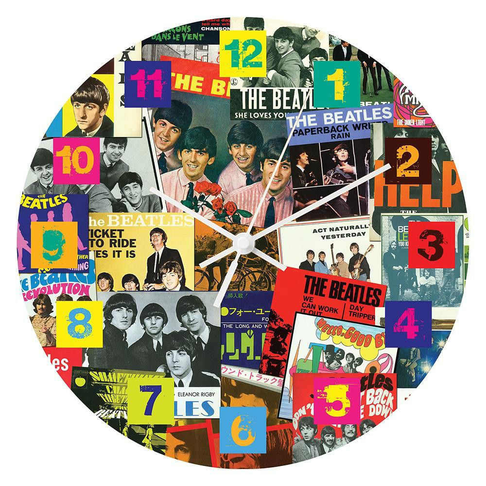 The Beatles Singles Collection 13.5" Wood Wall Clock