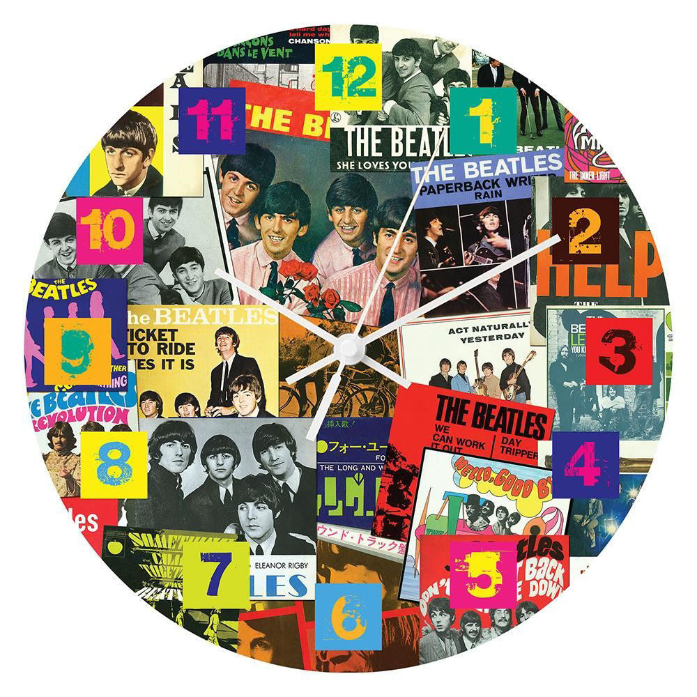 The Beatles Singles Collection 13.5" Wood Wall Clock - Bladevip