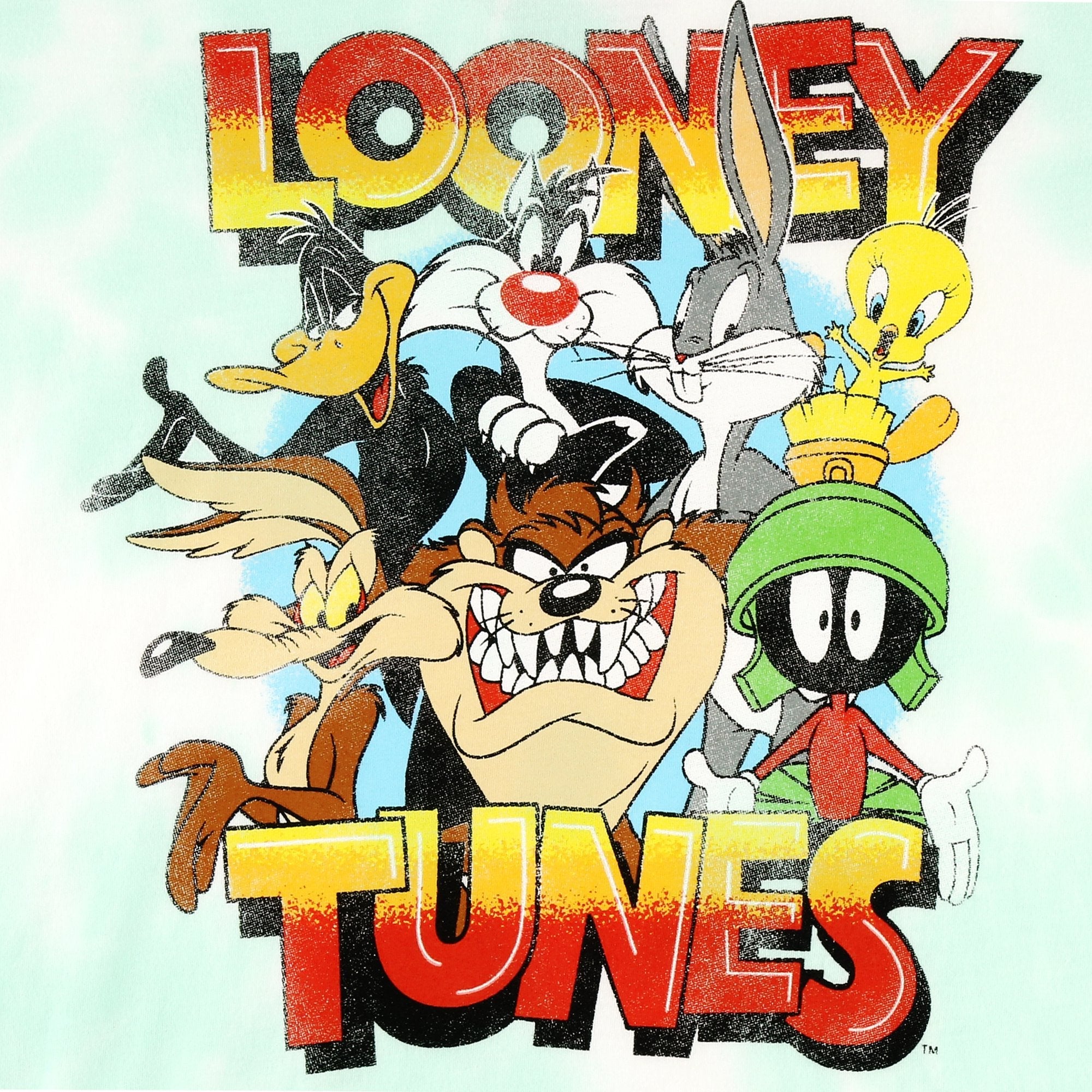 Men's Tie Dye Looney Tunes Cast Sunset Graphic Tee T-Shirt - view 3