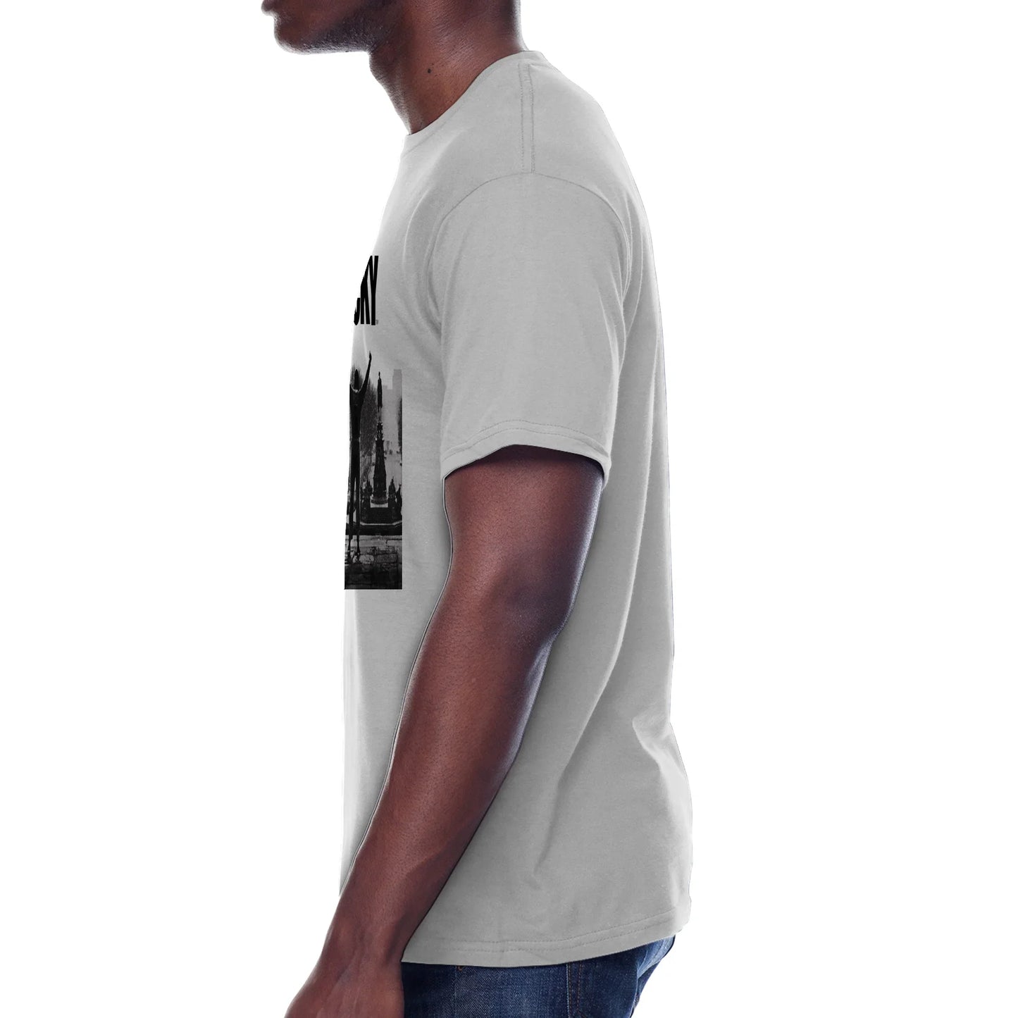 Men's White Rocky Stairs Graphic Crew Neck T-Shirt Tee