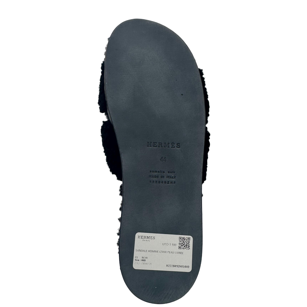 Hermes Men’s Shoes Flat Izmir Sandal Shearling Black 44