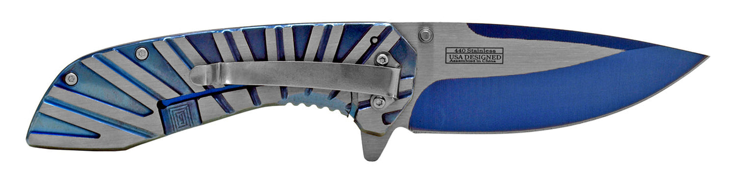 KS 5565-BL 4.75" Blue Heavy Duty Egyptian Wing Stainless Steel Folding Pocket Knife