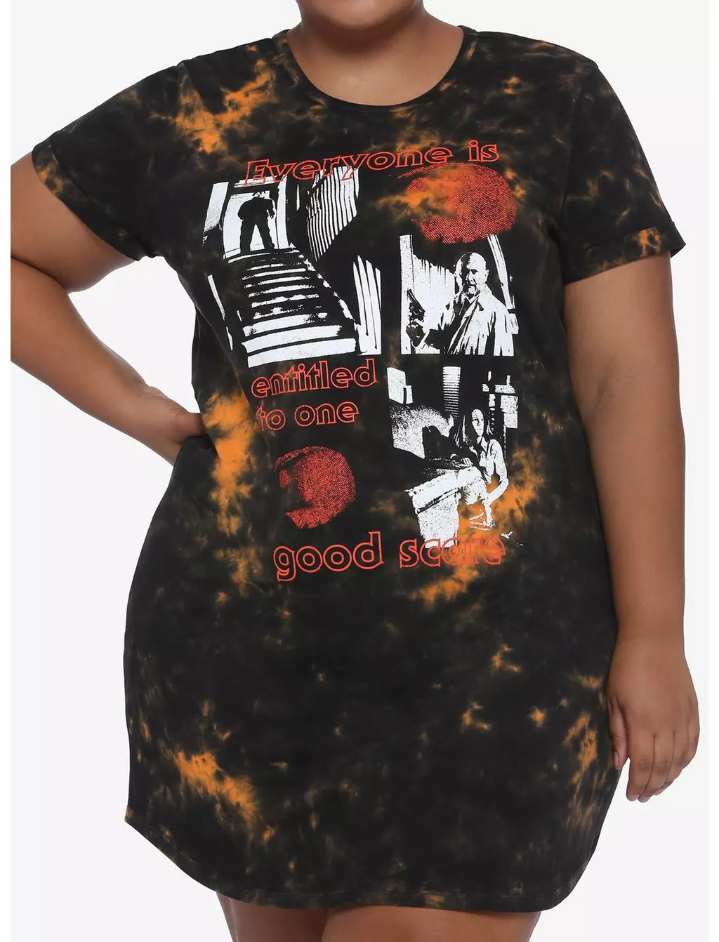 Halloween Michael Myers One Good Scare Tie-Dye T-Shirt Dress - view 5