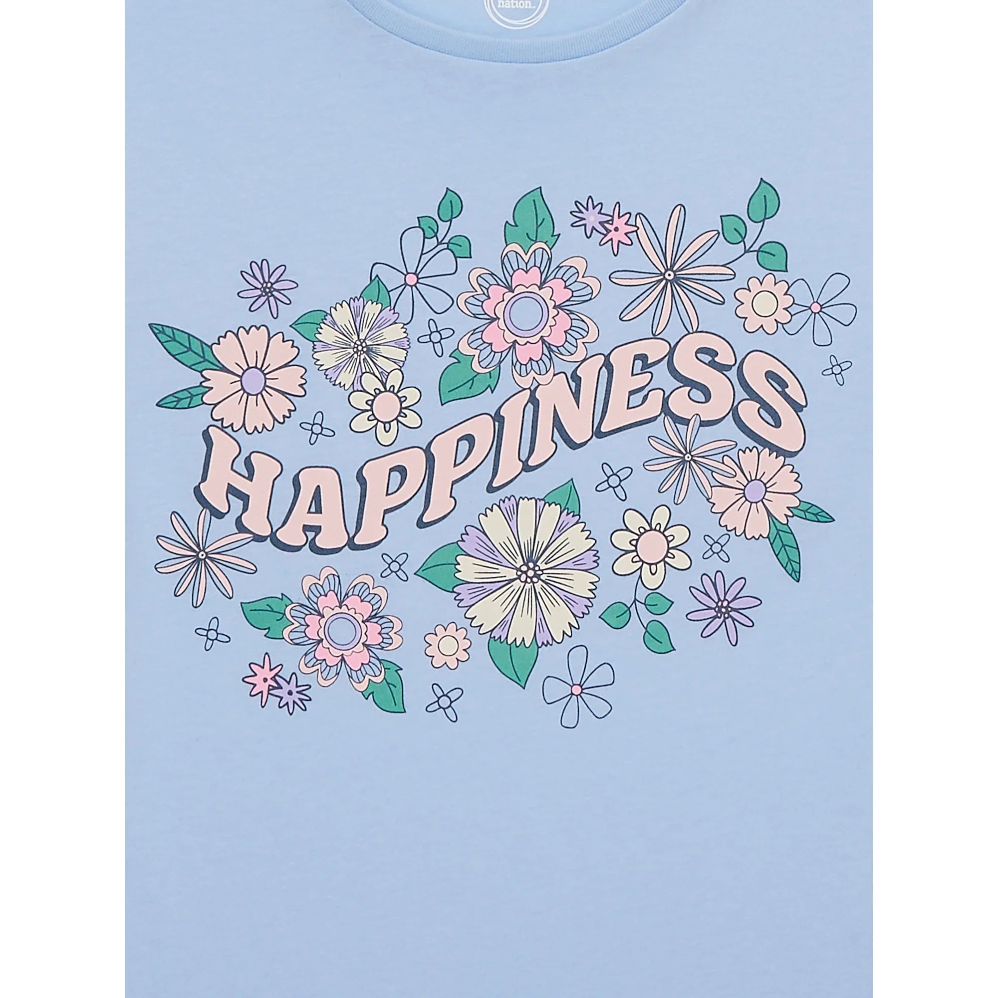 Wonder Nation Girls Happiness Flowers Graphic Tee with Short Sleeves T-Shirt - view 2