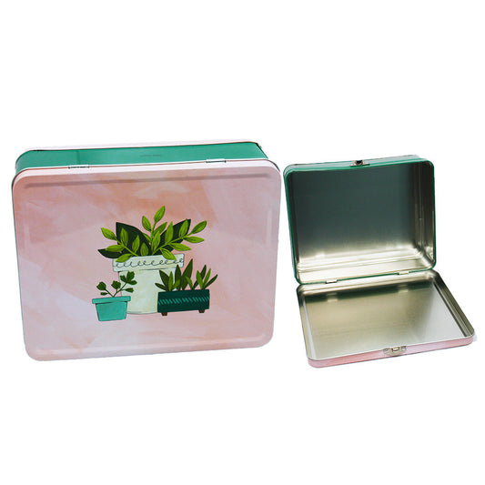 1canoe2 Caja de lata para suministros de plantas, colección de gallinas pecosas, color rosa 