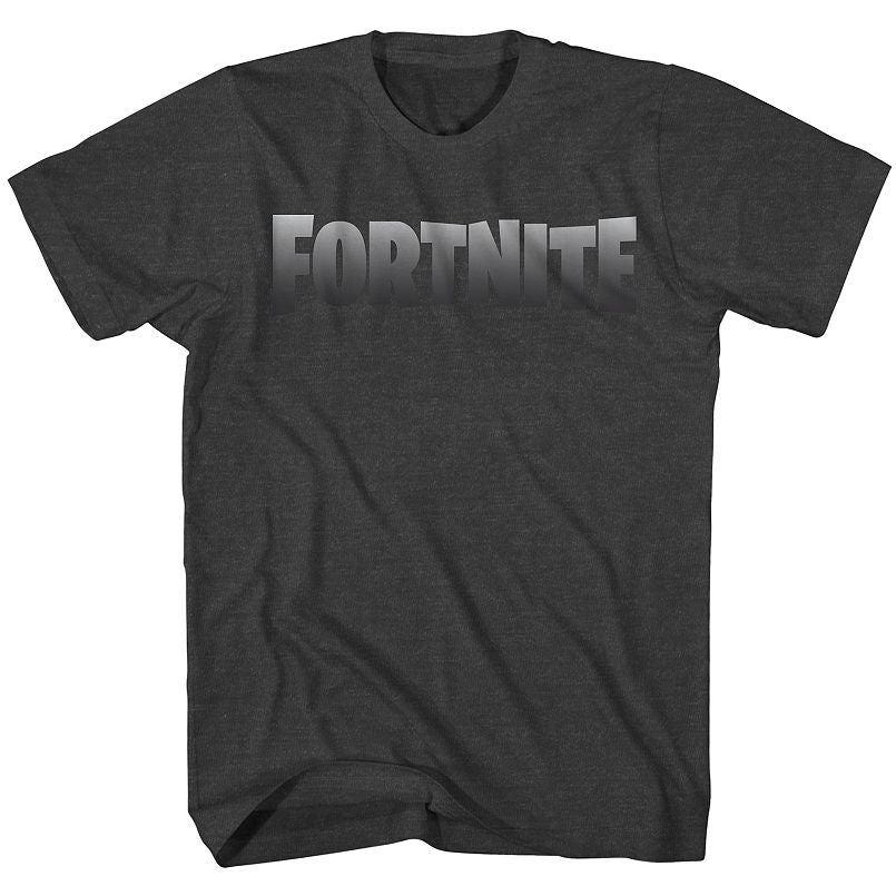 Boys Charcoal Heather Fade Fortnite Logo Graphic Tee T-Shirt - Bladevip