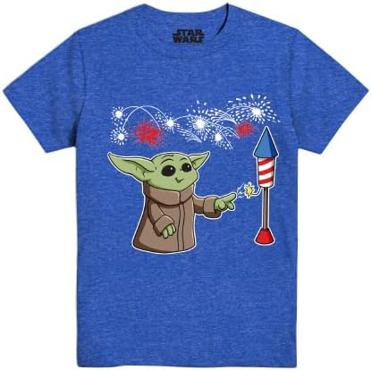 Boy's Star Wars Cute Grogu 4th of July Firecracker  Graphic Tee T-Shirt