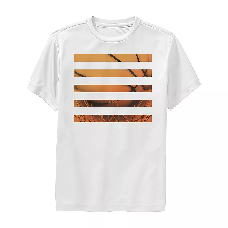 Boys 4-20 White Basketball Stripes Graphic Tee T-Shirt - Bladevip