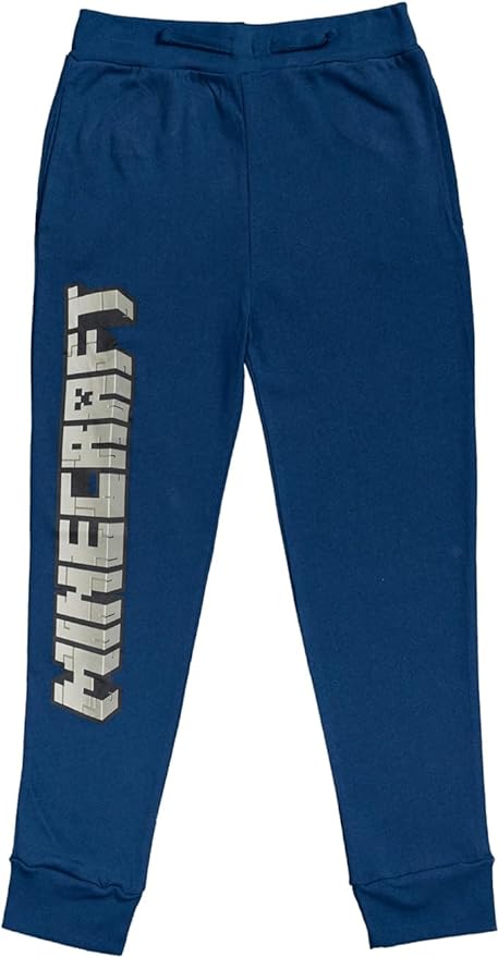 Boys' Minecraft Vertical Big Block Logo Jogger Pants Navy Blue