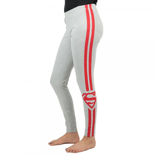 Womens Juniors Grey Super Girl Superman Racer Stripe Active Fitness Pants DC Comics