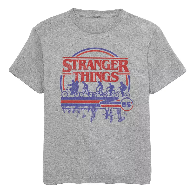 Boys Grey Heather Stranger Things Graphic T-Shirt - Bladevip