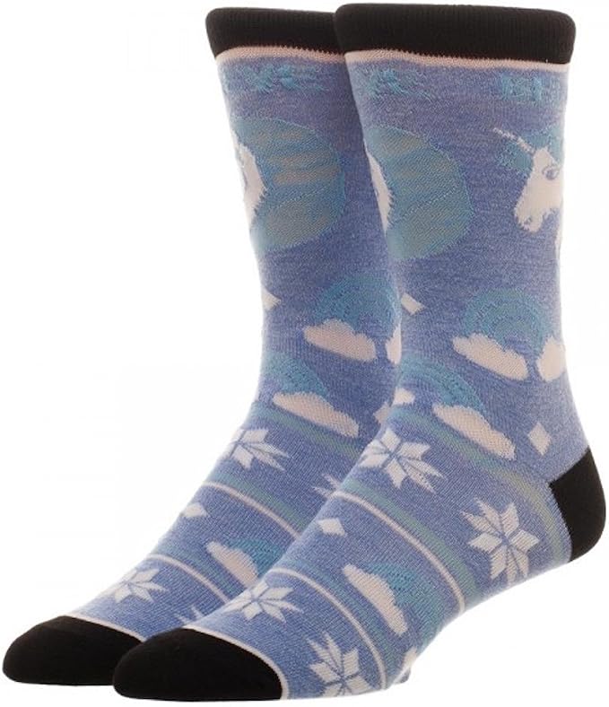 Novelty Blue Unicoen Winter Soft Adult Crew Socks - Bladevip