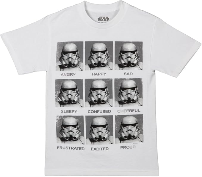 Boy's White Star Wars Stormtrooper Emotions Graphic Tee T-Shirt