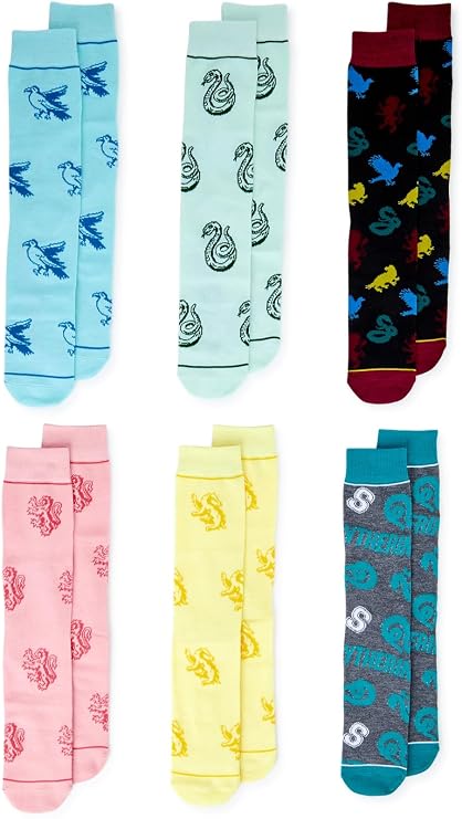 Harry Potter Icons Men’s Crew Socks 6-Pack (Shoe Size: 8-12)
