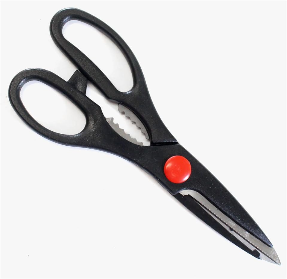 RI 539-D 8" Multi-function Kitchen Scissors Stainless Steel Shears with Nutcracker, Bottle Opener, Seafood Cutter - Bladevip