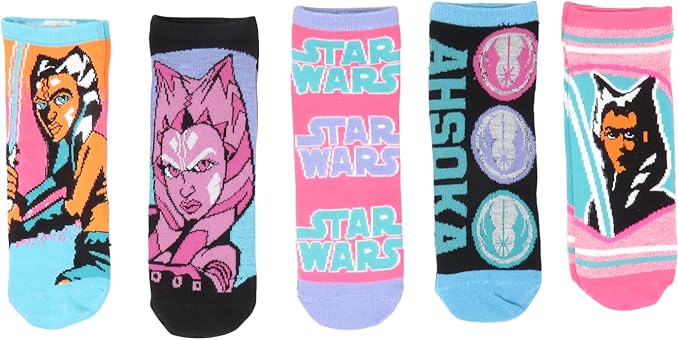 Star Wars Ahsoka Tano Clone Wars Pink Juniors/Womens 5 Pack Ankle Socks Shoe Size 4-10 - view 2