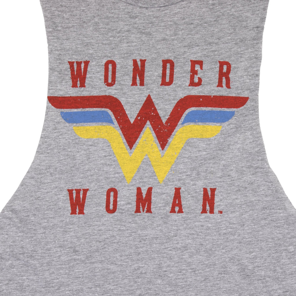 Women's Wonder Woman Logo Crew Neck Sleeveless Athletic Heather Tank Top - view 2