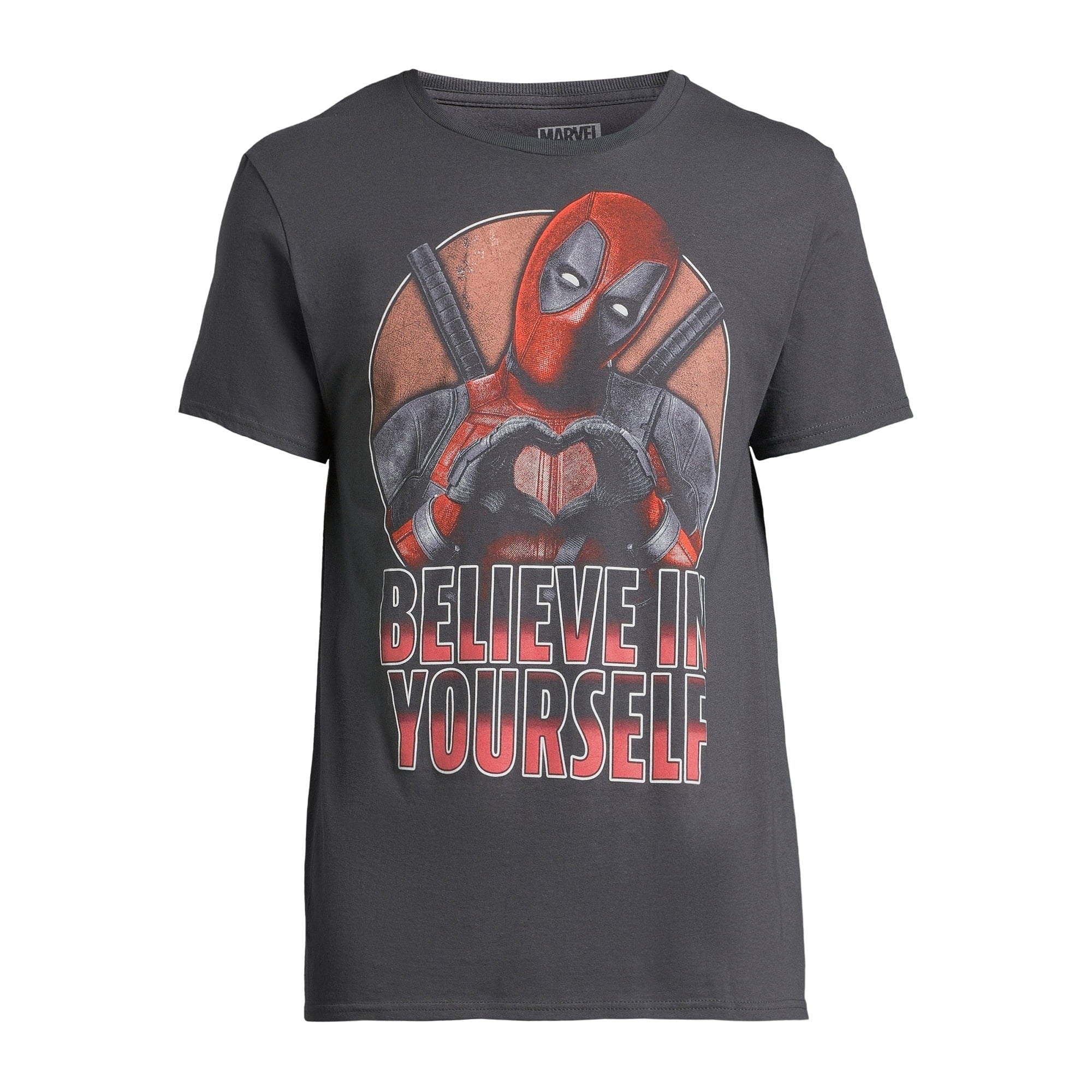 Men's Charcoal Deadpool Believe in Yourself Graphic Tee T-Shirt - view 2
