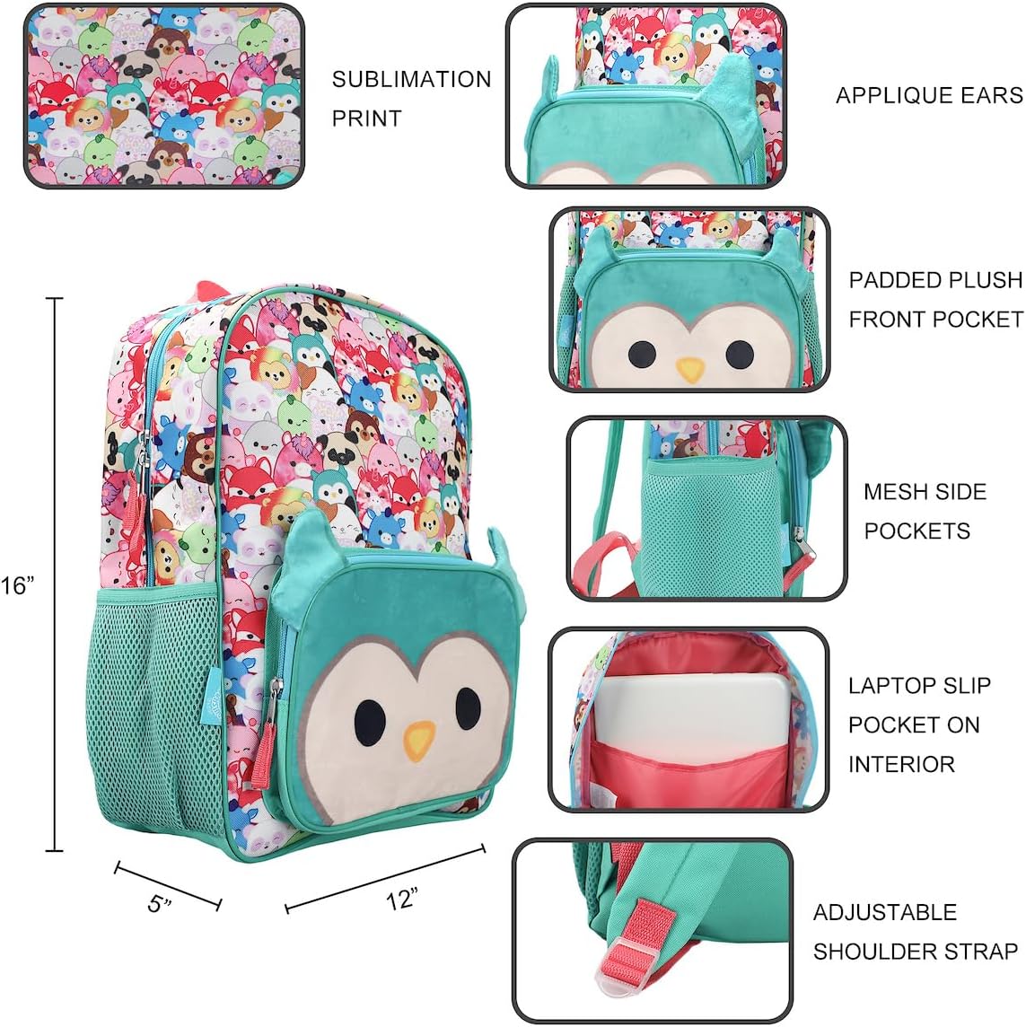 Girls' Plush Backpack (Little Big Kid), Teal, One Size
