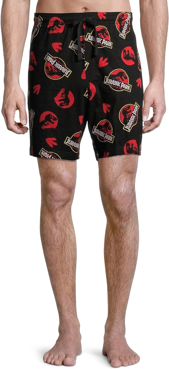 Men's Jurassic World AOP Logo Lounge Sleep Pajamas Adult Shorts