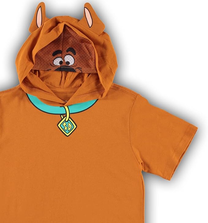 Scooby Doo Boys Costume Shirt, Shaggy, Velma Tee Mystery Machine Van Costume Hooded Cosplay T-Shirt