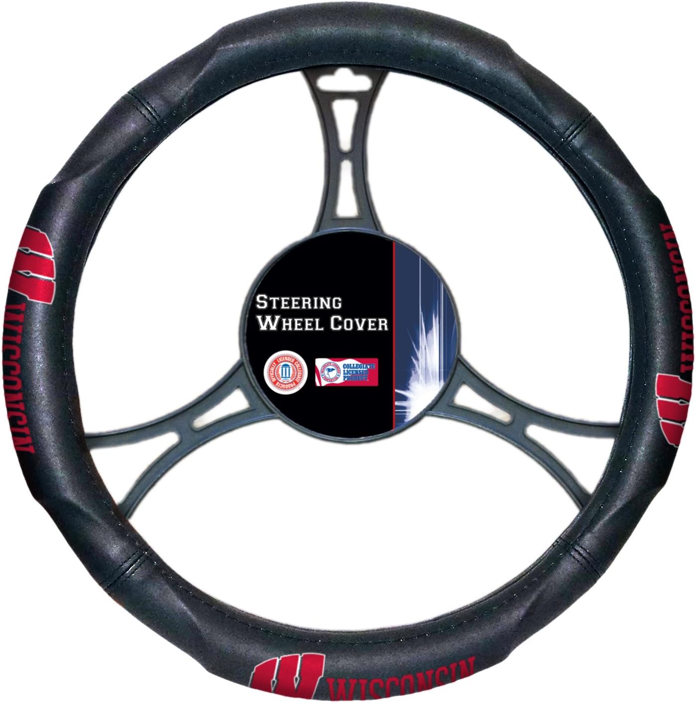 Northwest NCAA Wisconsin Badgers Steering Wheel Cover, 14.5"-15.5" - Bladevip