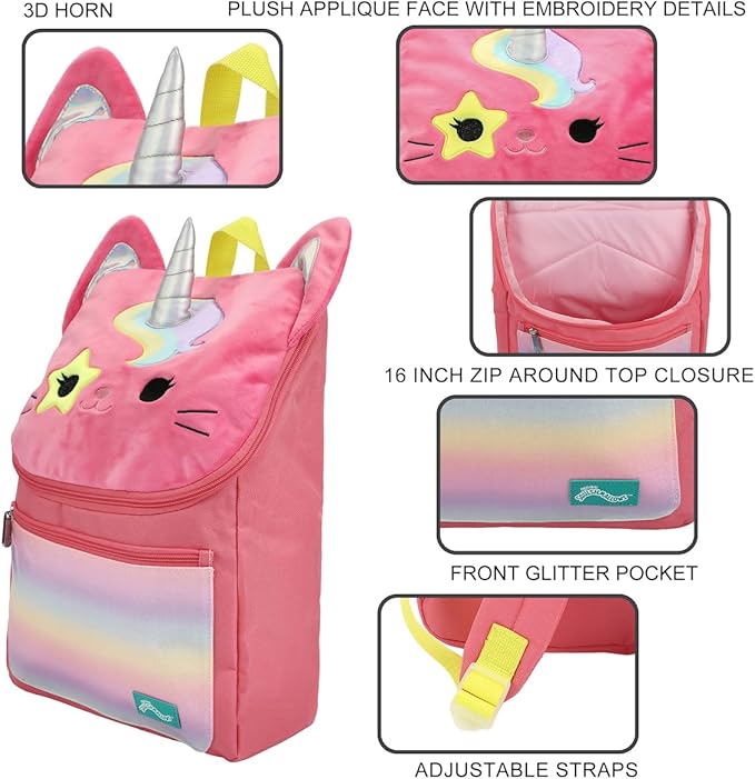 Squishmallows Sienna the Unicorn Cat Youth 16' Backpack