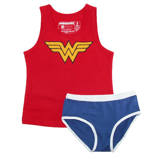 Conjunto de braguitas y camiseta sin mangas Underoos de DC Comics Wonder Woman para niña joven