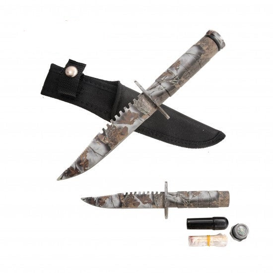 RT 9009-SC 8.5" Tree Camo Survival Knife with Nylon Sheath - Bladevip