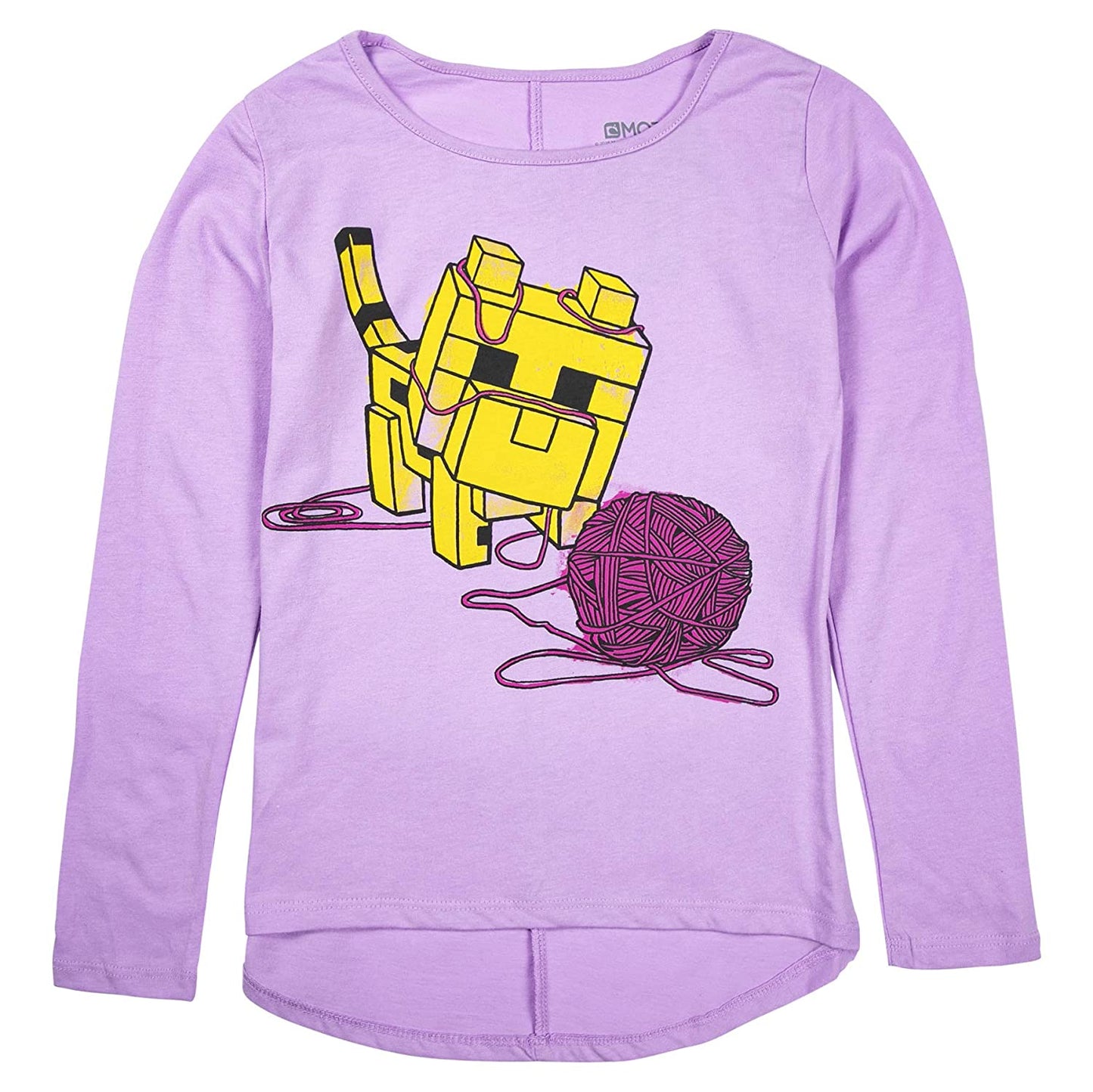 Girls Minecraft Baby Ocelot and Yarn Long Sleeve Tee - Bladevip