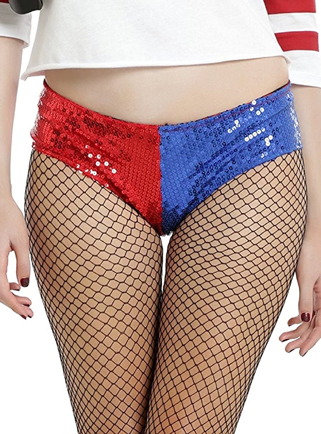 DC Comics Suicide Squad Harley Quinn Costume Sequin Hot Pant - Bladevip