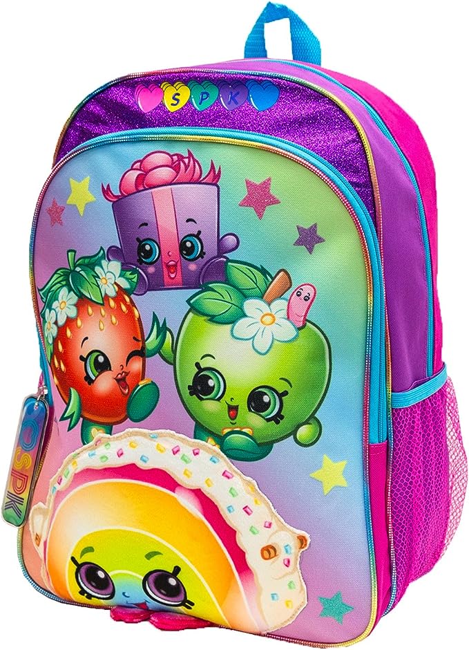 Girls' Shopkins Backpack with Plush Applique, Purple, One Size