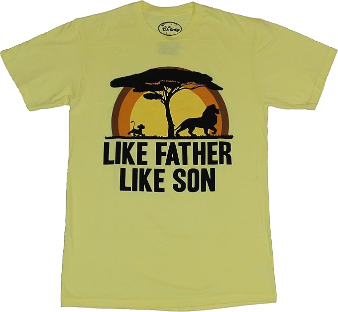 Men's Yellow The Lion King  Like Father Like Son Graphic Tee T-Shirt