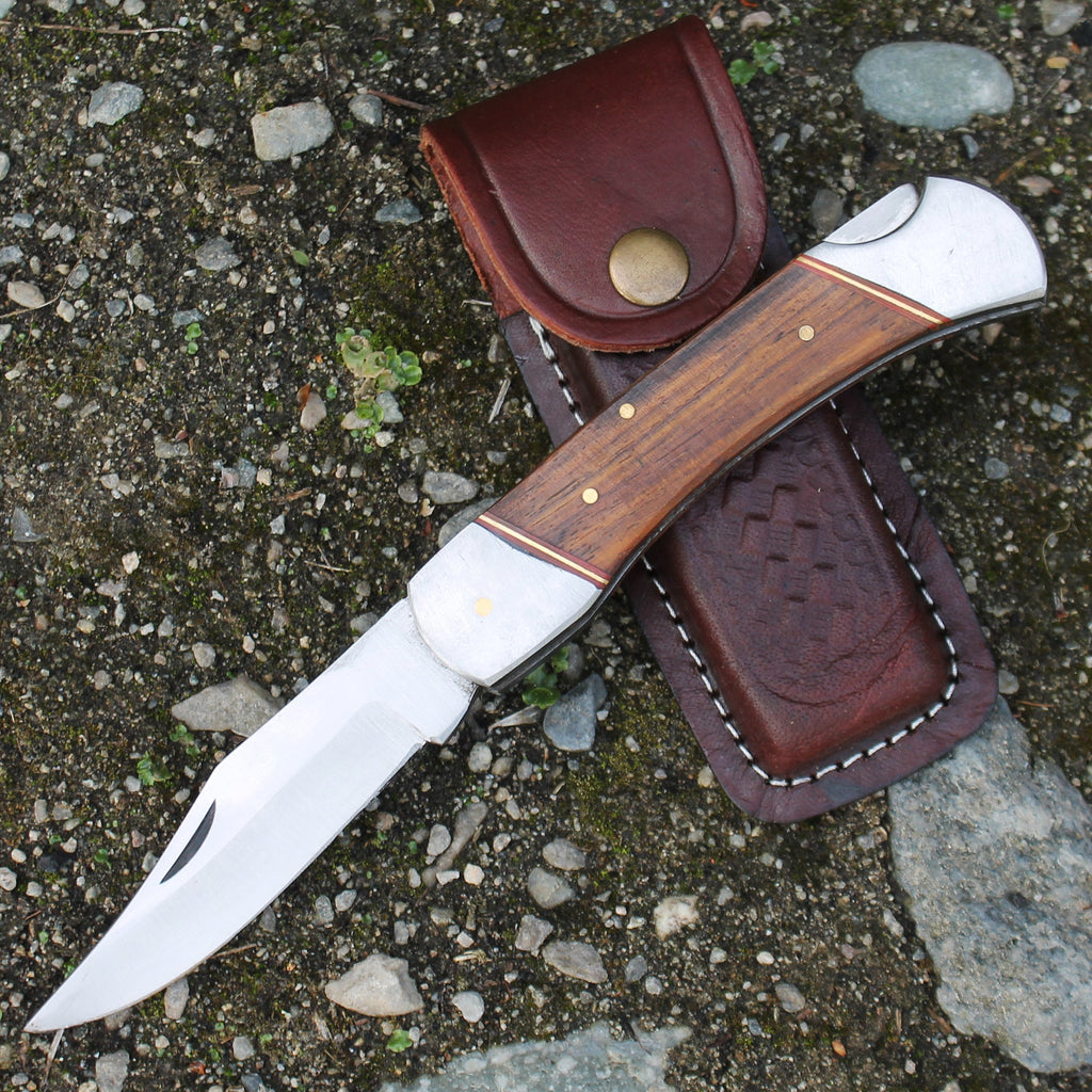 PK 116-WD 5 inch Wood Handle Folding Pocket Knife with Sheath - view 5