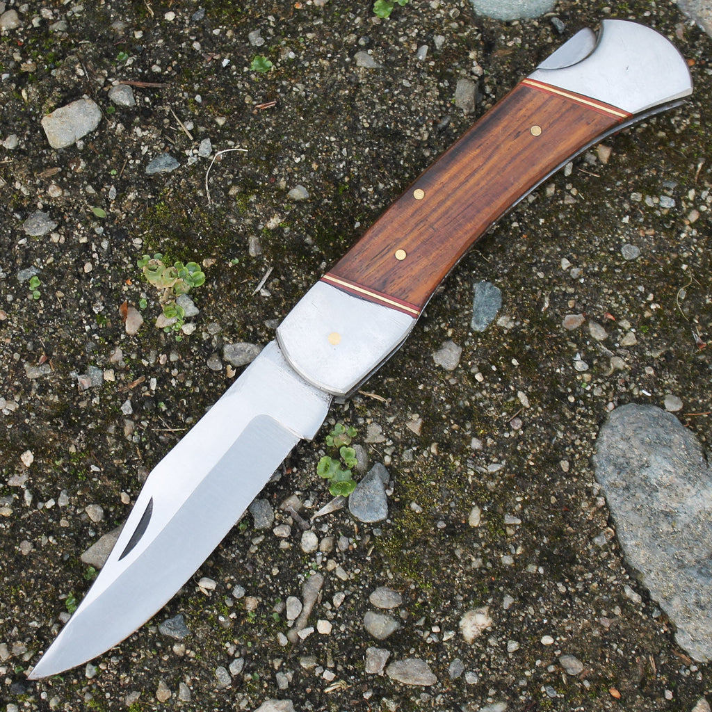 PK 116-WD 5 inch Wood Handle Folding Pocket Knife with Sheath - view 2